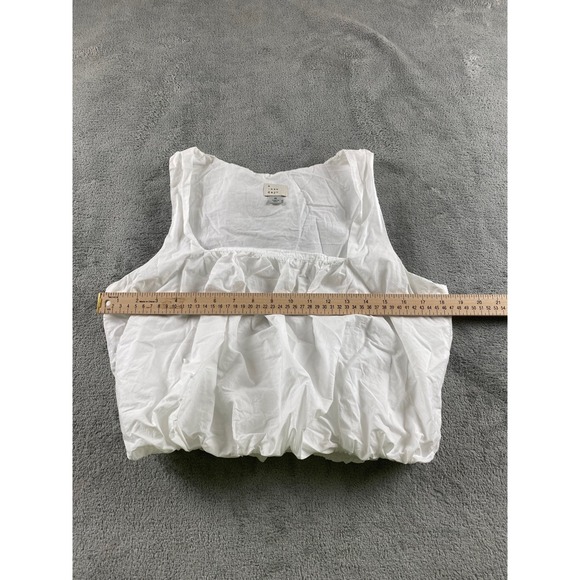 A New Day Womens White Square Neck Bubble Hem Tank Top Sleeveless Size M - Picture 5 of 11